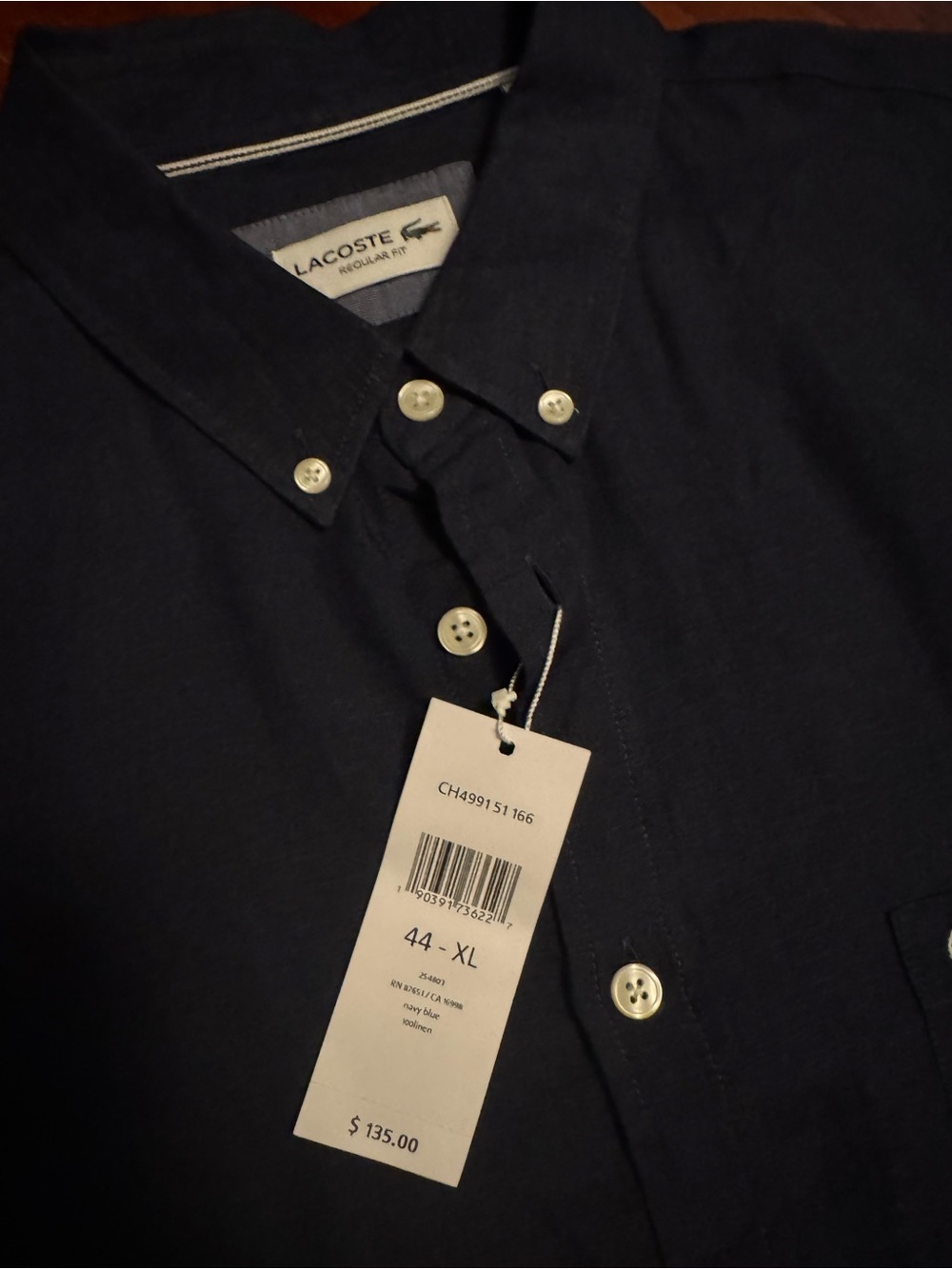 Lacoste Dark Blue Short-Sleeve Button-Down Shirt - Picture 2 of 3